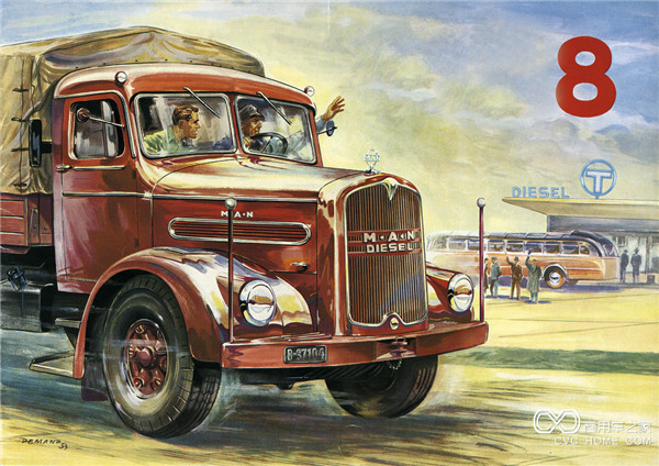 1951年,匹配了V8發(fā)動(dòng)機的曼恩F8卡車(chē)，可達180 馬力。.jpg